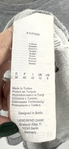 Sudadera Liebeskind Berlin Mujer Talla M Gris Manga Larga Pullover Envejecido - Imagen 7 de 9