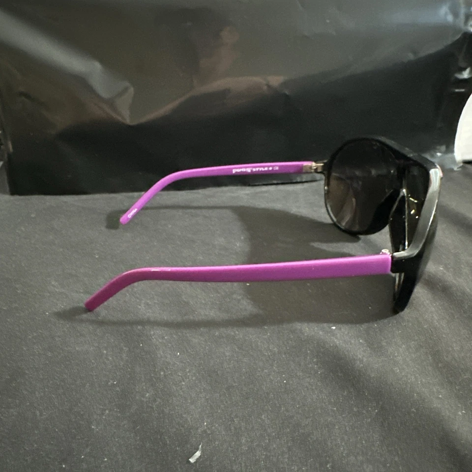 Unisex PUGS Sunglasses Style # C8 Glossy Black Purple  Aviator Frames - Image 4 of 4