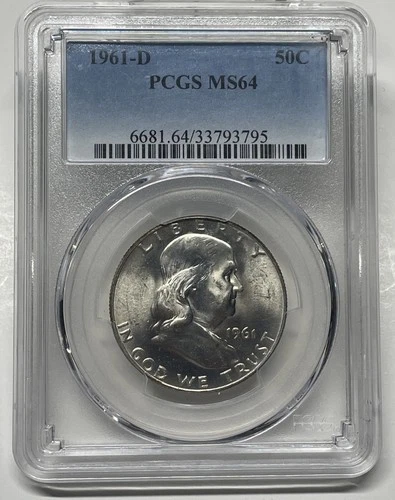 1961-D Franklin Half Dollar 50c MS64 PCGS Mint State US Coin