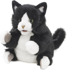 Tuxedo Kitten Hand Puppet, Black; White