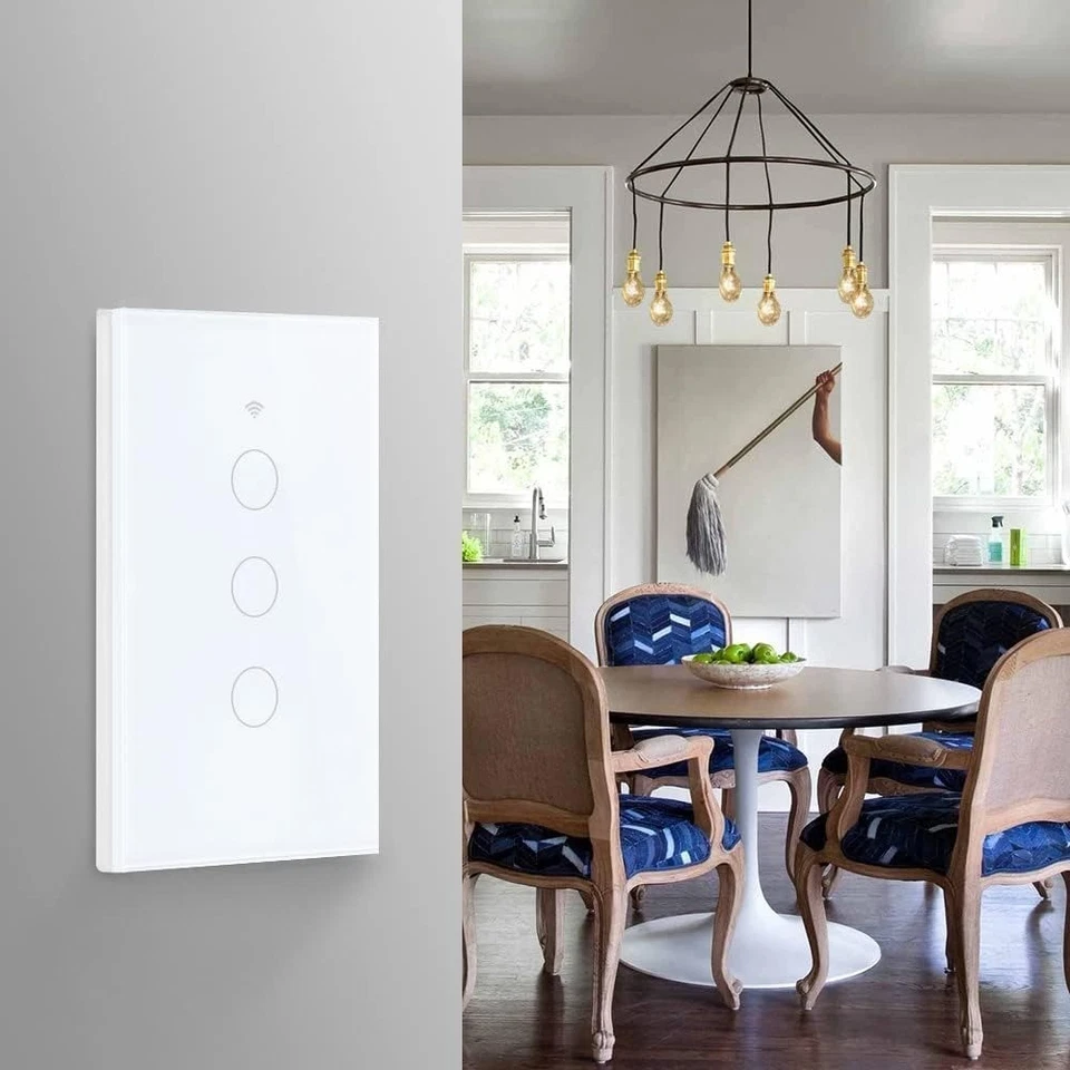 1/2/3/4 Gang WiFi Smart Wall Touch Light Switch For Alexa/Google APP Glass Panel - Image 3 of 4