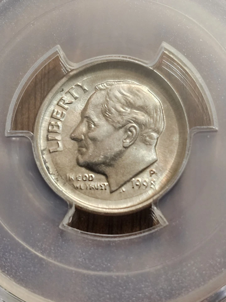 1998-P Broadstruck Roosevelt Dime Error Coin PCGS MS 62 With Trueview - Image 4 of 4