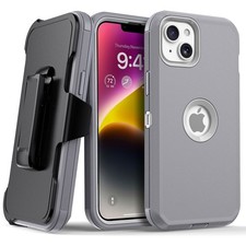 Gray For iPhone 14 14 Pro Max 14 Pro 14 Plus Rugged Case Cover With Belt Clip