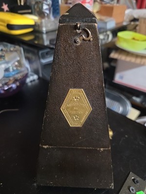 Vintage Wind Up Metronome De Maelzel Made In Paris France -(Working) (RARE)!!!