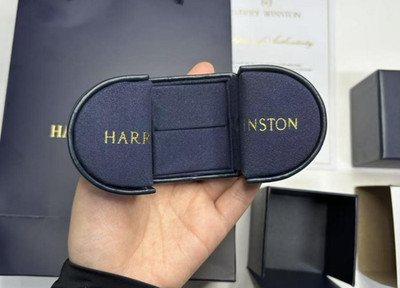 Harry Winston Genuine Ring case Jewelry Navy Leather empty case Gift Box