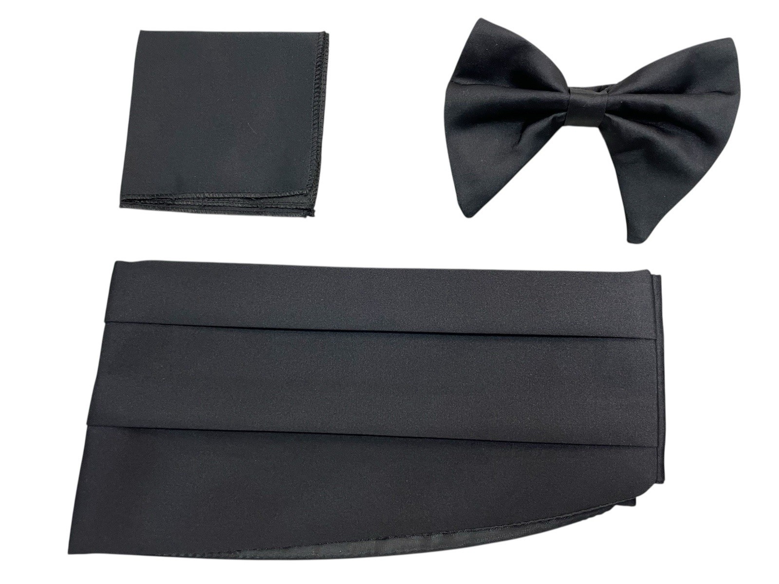 Kummerbund Con Panuelo Grande Y Corbata En Set Negro