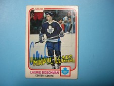 1981/82 O-PEE-CHEE NHL HOCKEY CARD #314 LAURIE BOSCHMAN VG AUTO AUTOGRAPH OPC
