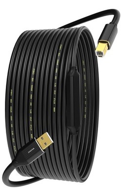 USB A to USB B 2.0 Printer Cable 50ft(15m) with Built-in Signal Booster 480Mb...