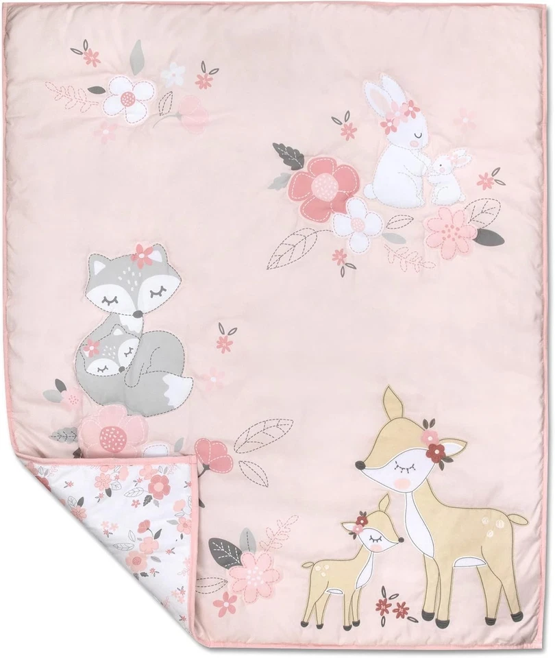 Juego de 4 piezas de ropa de cama para cuna de bebé Wendy Bellissimo (zorro rosa) Foto 3 de 4