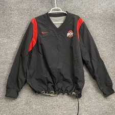 Nike Ohio State Windbreaker Mens Sz L Pullover Black Buckeyes VTG