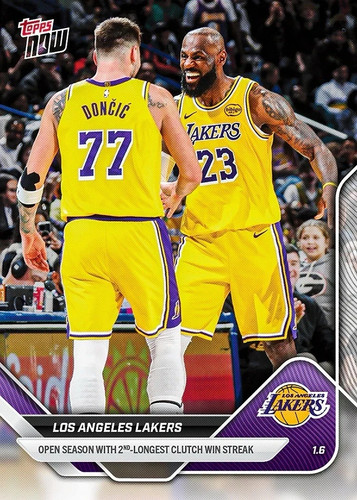 Los Angeles Lakers Win Streak 2025-26 NBA Topps NOW Card 116