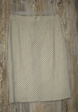 Vintage Prophecy Skirt Pleated Print Beige Womens Sz 16 80s Secretary Ofiice