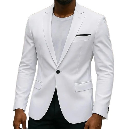 Mens Korean Style Slim Fit Blazer Business Casual Suit Jacket Regular Length - Picture 7 of 14