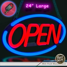 Large LED Open Sign 24" Neon Light Bright for Restaurant Bar Store Shop Business