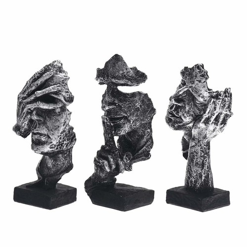 Denkermaske Figur "Das Schweigen ist Gold" Moderne Kunst 16,5 cm - Bild 3 von 21