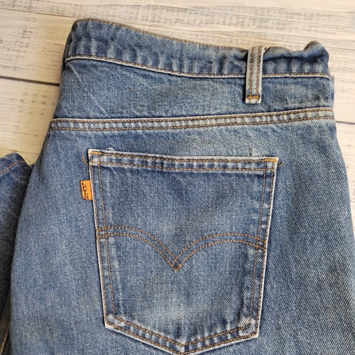 Pantalones de mezclilla vintage Levis Jeans para hombre 42x32 azul 505 lengüeta naranja bolsillos rectos - Imagen 11 de 11