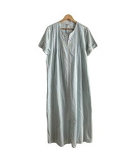 MISS ELAINE Seersucker M Robe Housecoat Stripe Pastel Short Sleeve Zip Pockets