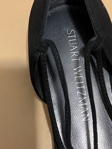 Stuart Weitzman Black Gilligan Lace Up d'Orsay Pointed Toe Flat 9.5 - Picture 5 of 7
