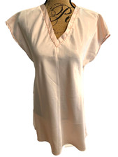 VTG OSCAR DE LA RENTA Pink Nightgown Lingerie Short Sleeves Pink Label Size S