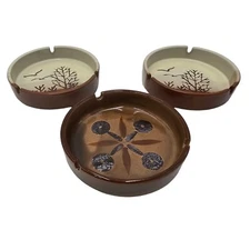 Lot Of 3  VTG Otagiri Stoneware Ashtray Mid Century 5" Vintage 