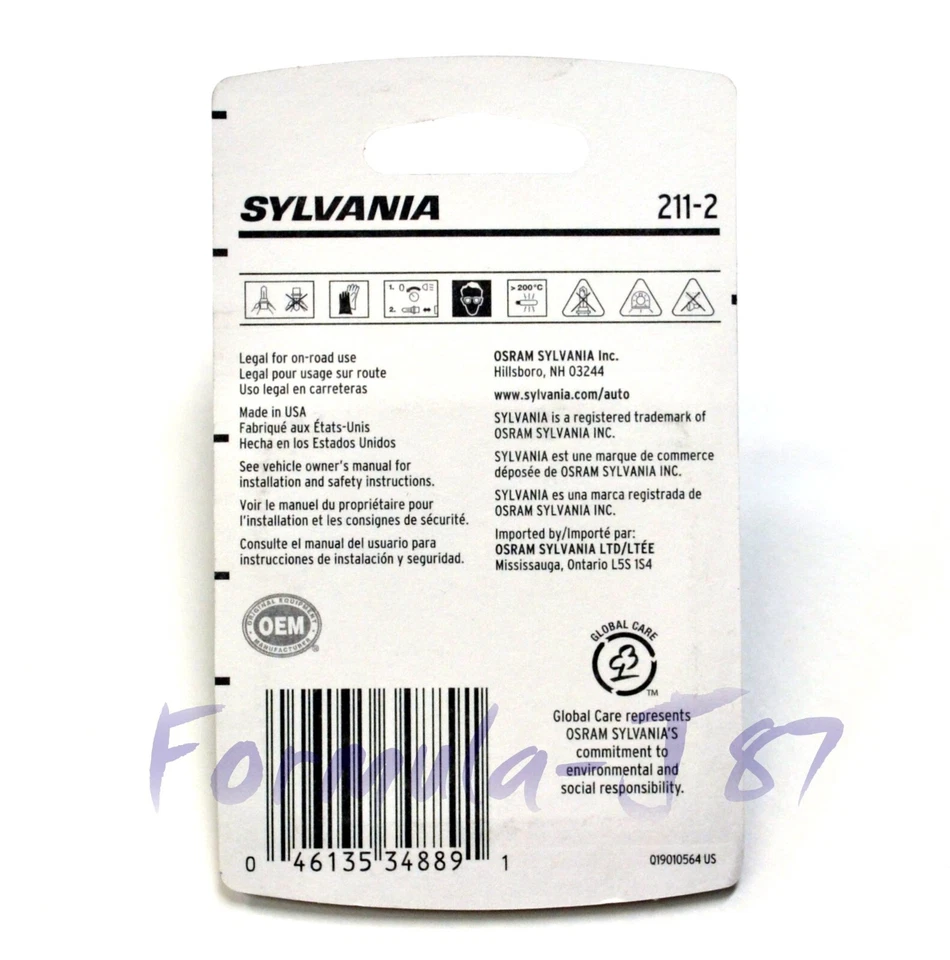 Sylvania Basic 211-2 12,42 W Dos Bombillas Interior Domo Luz Repuesto OE EE. UU. Foto 2 de 4