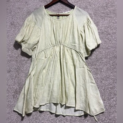 Blu Pepper Woman s Baby Doll Tie Blouse Flutter Short Sleeve Size Medium