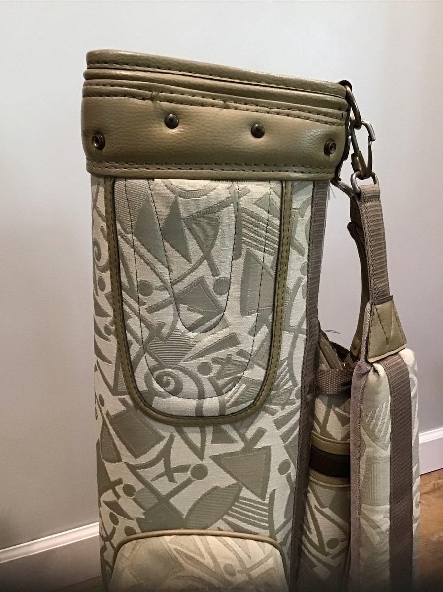 Mizuno Omega Womens Pattern Cart Golf Bag Taupe Tan Can Cooler w