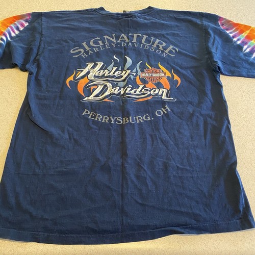 Vtg Harley Davidson Tie Dye Long Sleeve T-shirt Biker Singlestitch LARGE - Picture 14 of 20