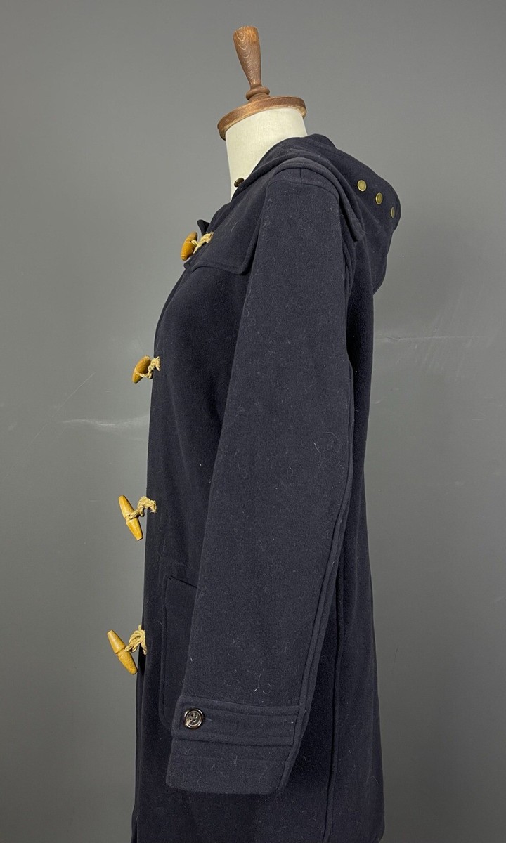 RALPH LAUREN Black Wool Hooded Duffle Coat Jacket Size L | eBay
