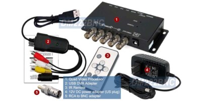 4-Channel CCTV Camera Switch With USB DVR Video Adapter For PC Mac
