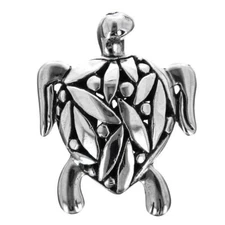 925 Sterling Silver Cool Rice Grain Filigree Turtle Sterling Pendant, 1 1/8"