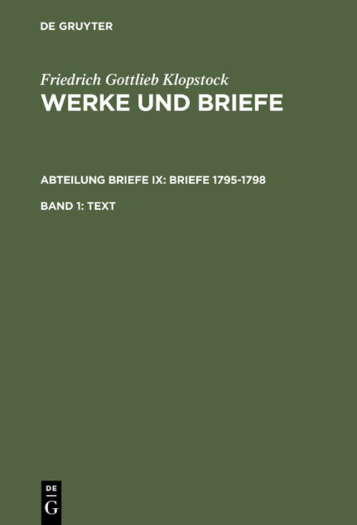Thumbnail - Friedrich Gottlieb Klopstock (u. A.) | Briefe 1795-1798. Tl.1 | Buch |