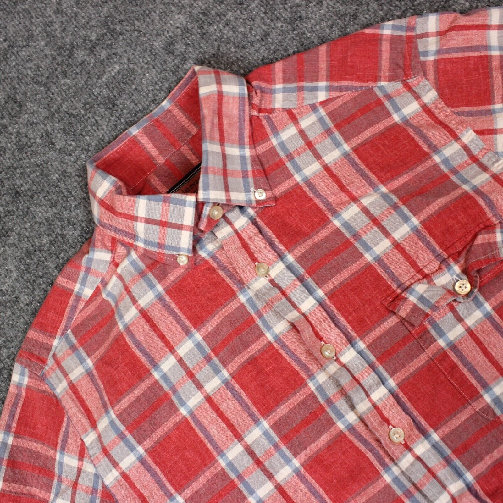 Vineyard Vines Crosby Shirt Men's Medium Red Pink Button Down Preppy Cotton