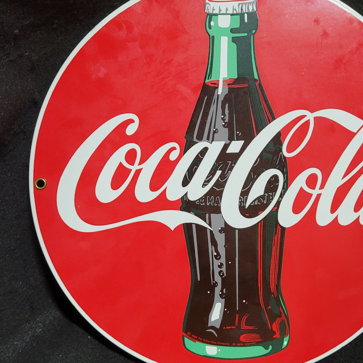 〈昭和レトロ〉Coca-Cola レトロサイン 直径約60cm Vintage Free Coca-Cola Sign: Double Sided Collectible