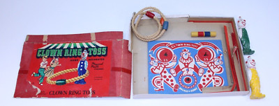 VTG Transogram Clown Ring Toss Game Toy Carnival Hand Decorated Complete Rare