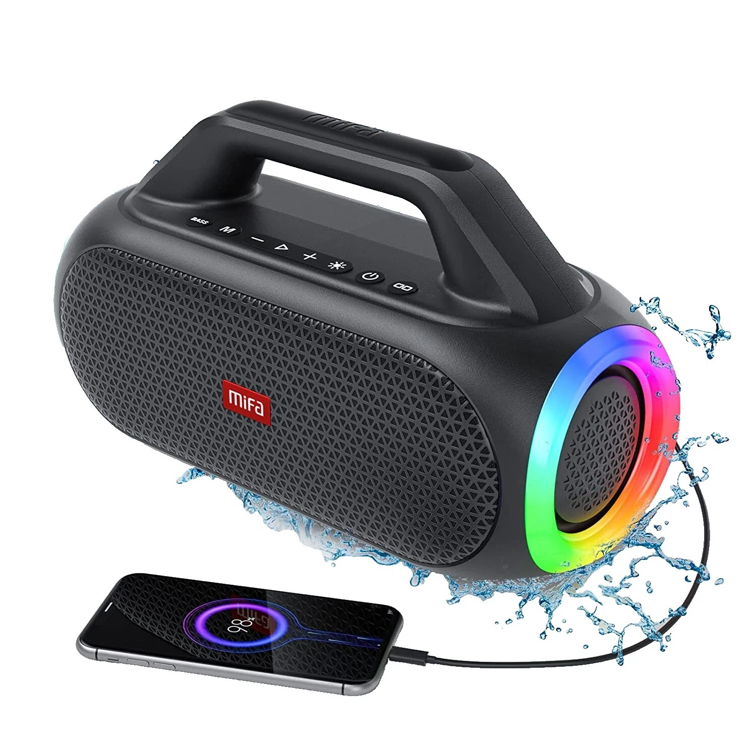 Reproductor de audio negro MIFA Docks & Mini Speakers