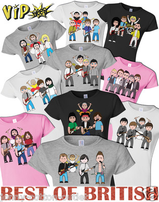 VIPwees Ladies Quality T-Shirt Best Of British Bands Music Inspired ChooseDesign