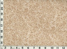 Cream Feathery Curls on Light Brown Quilting Sewing Fabric by the Yard 521