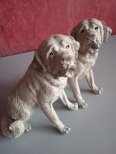 2 Statuettes Figurines chiens Labrador résine Ornement décoration vitrine
