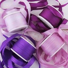 Threadart 7mm Silk Ribbon Set - Purple Shades - 4 Spool Collection - 10M Spools