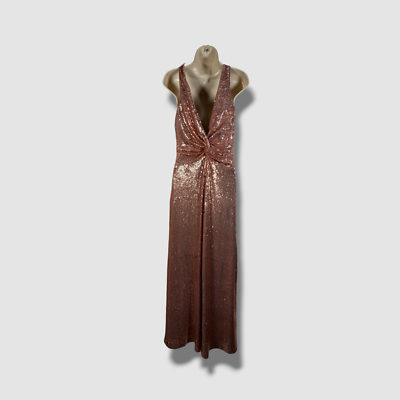 halston metallic dress Reiss Halston Metallic Ruched Maxi Dress in Gold