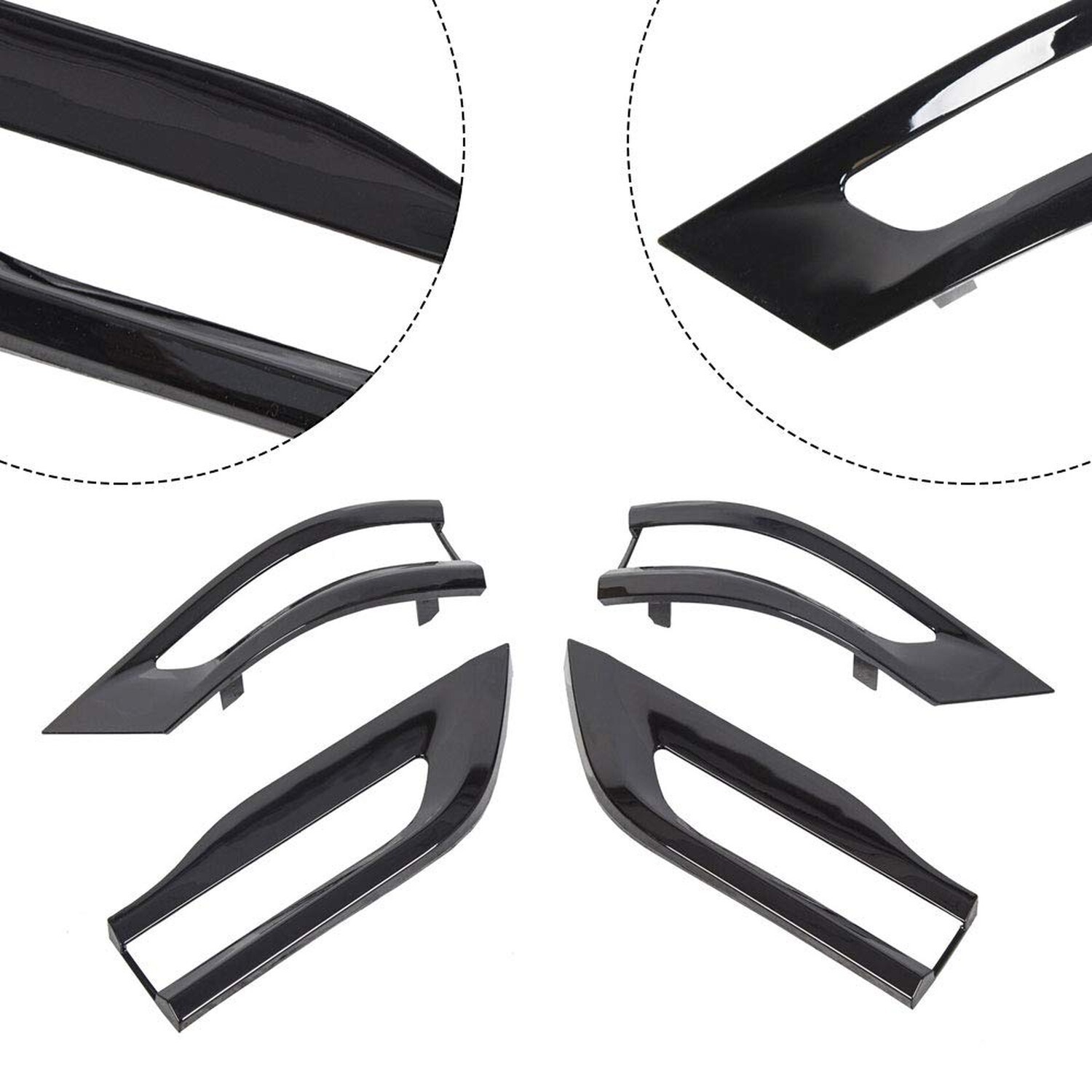 sportuli Gloss Black Tail Light Trim Bezel Kit Replacement for 2014-2021 Jeep...