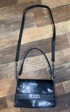 Guess Handbag Purse Crossbody Black Shoulder Bag Logo Partial Chain Strap