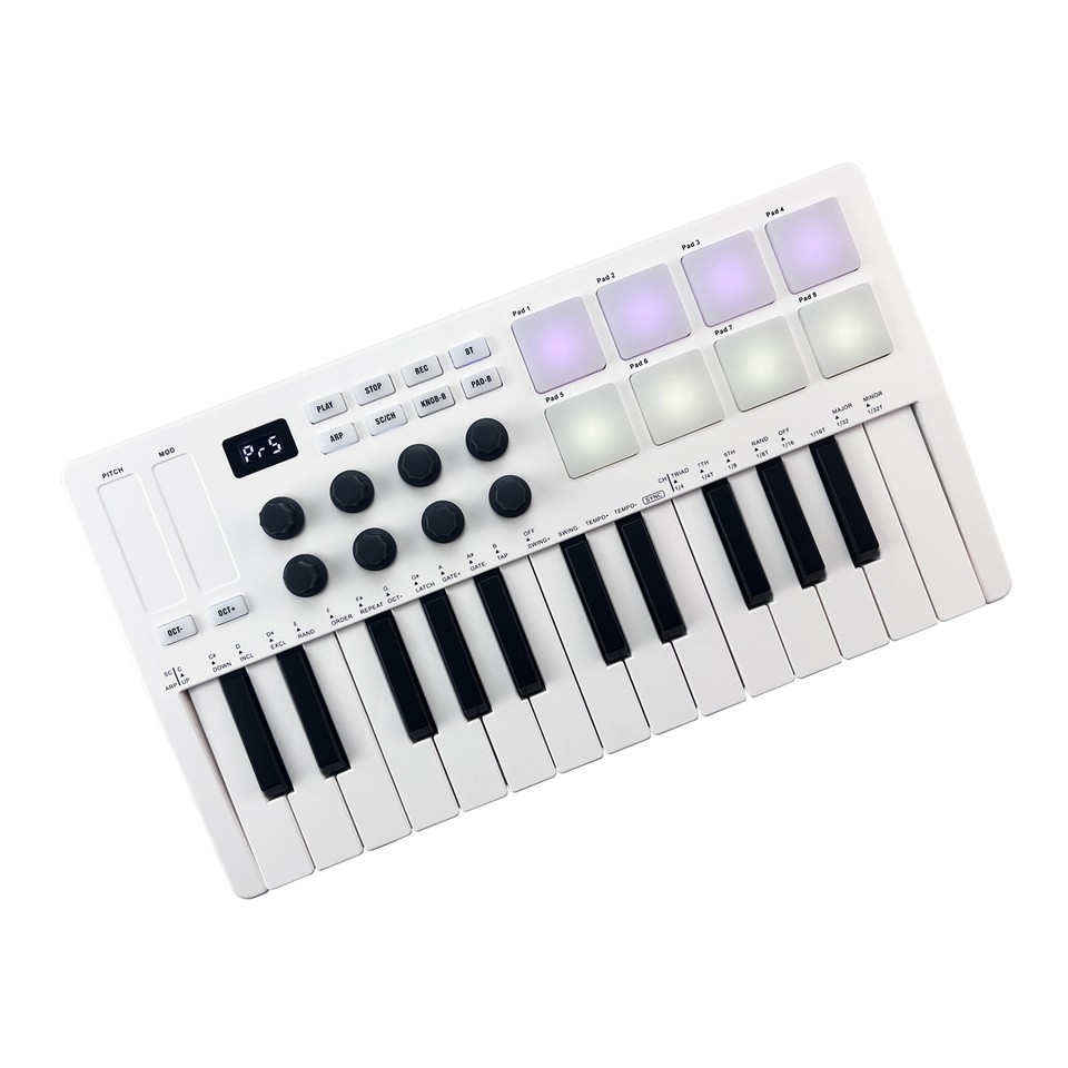 MWAVE 25 Key USB MIDI Keyboard Controller with 8 Backlit Drum Pads