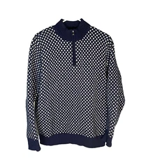 Long Wharf Men's Crew Neck 1/4 Zip Fisherman's Sweater Wool Blend M