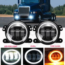 For Freightliner Century Class combo LED 4inch Round Fog Light bulbs kit