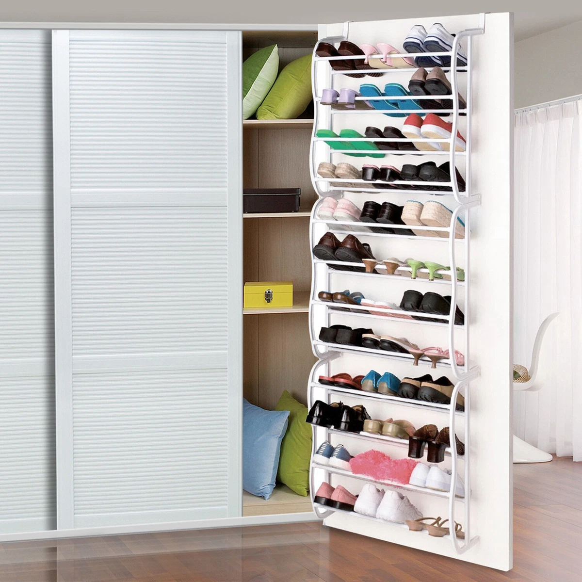 36 Pairs Over The Door Shoe Rack Wall Hanging Closet Organizer Storage  Stand