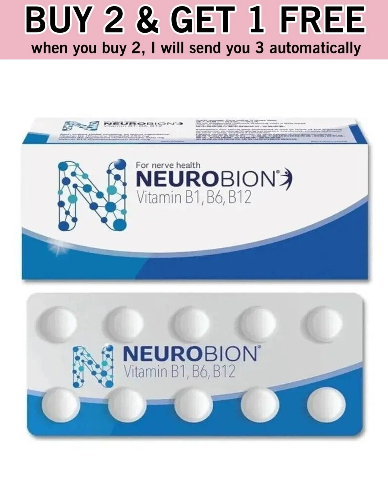 Neurobion Vitamin B1 B6 B12 Nerve Relief Numbness & Tingling - Buy 2 Get 1 Free