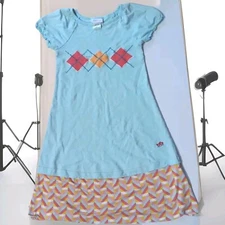 American Girl Bitty Twins 2010 Aqua Argyle Dress Girl Size XL(7) Hollween 