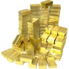 100 Gold Foil Cotton Filled Jewelry Gift Boxes 2 5/8"